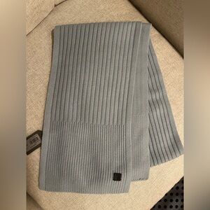 New AllSaints Rib Knit Mix Wool Blend Scarf ~Dusted Blue